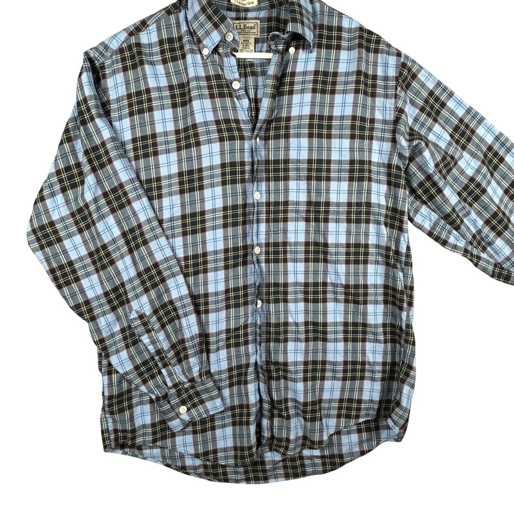 L.L.Bean Mens U.S. Air‎ Force Tartan Plaid Button Down Shirt Blue Brown M